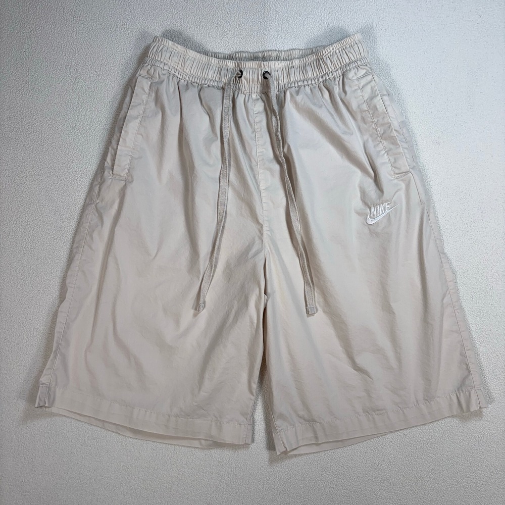 Nike Club Woven Oversized 10" Shorts Men's S Off-White Baggy Drawstring Logo